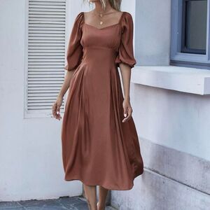 Women's Burgundy and Orange Dress